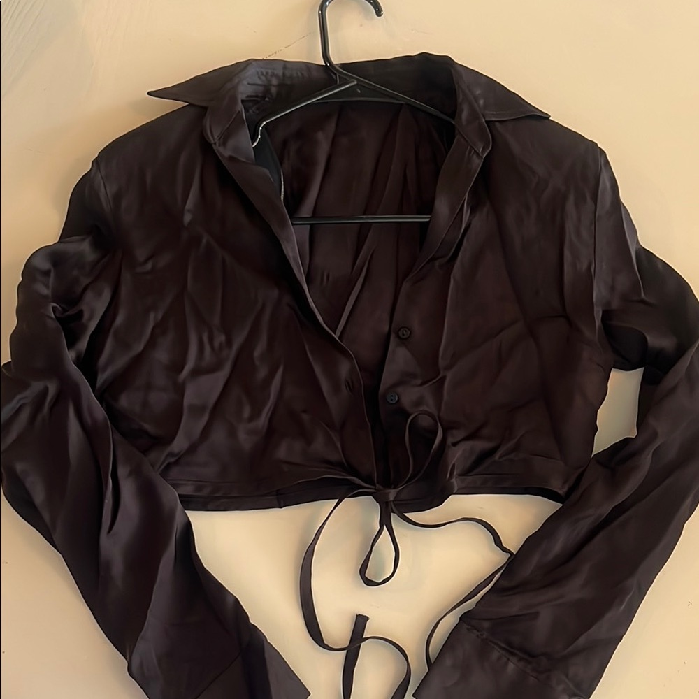 Zara Black Button Down Crop Top